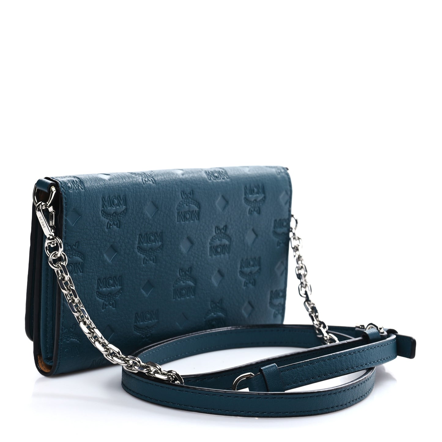Calfskin Ottomar Wallet On Chain Teal