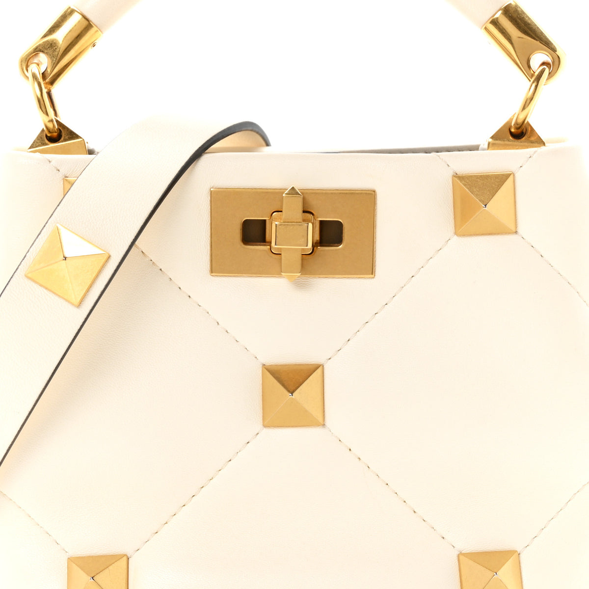 Nappa Mini Roman Stud The Handle Bag Ivory