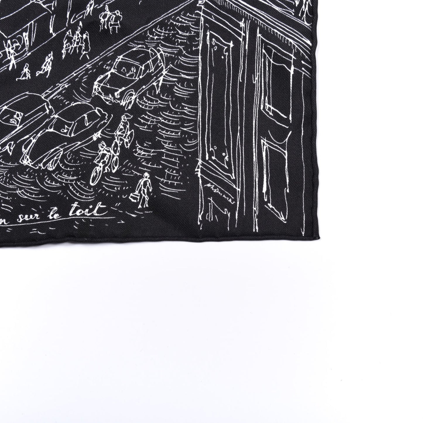 Silk Un Jardin Sur Le Toit Pocket Square Black White