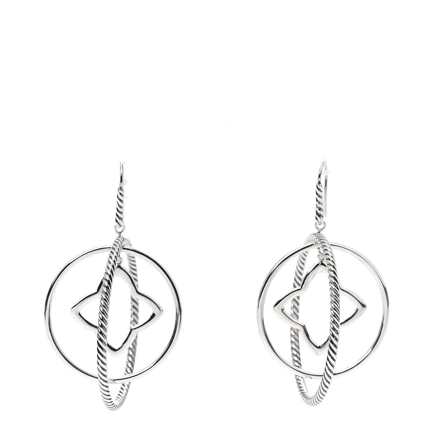 David Yurman Sterling Silver Quatrefoil Mobile Circle Earrings 1 of 4