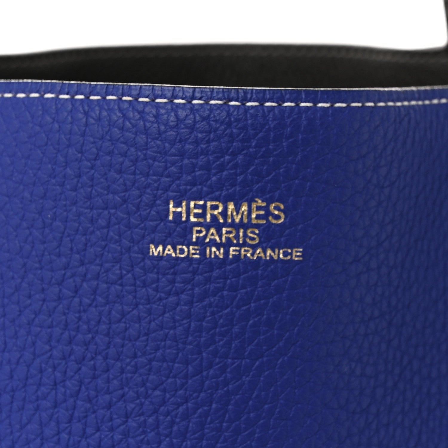 Hermes Taurillon Clemence Double Sens 45 Reversible Tote Graphite Bleu Electrique 10 of 19
