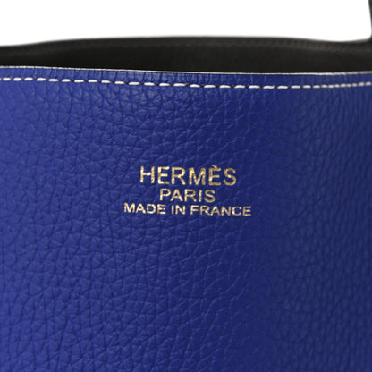 Hermes Taurillon Clemence Double Sens 45 Reversible Tote Graphite Bleu Electrique 10 of 19