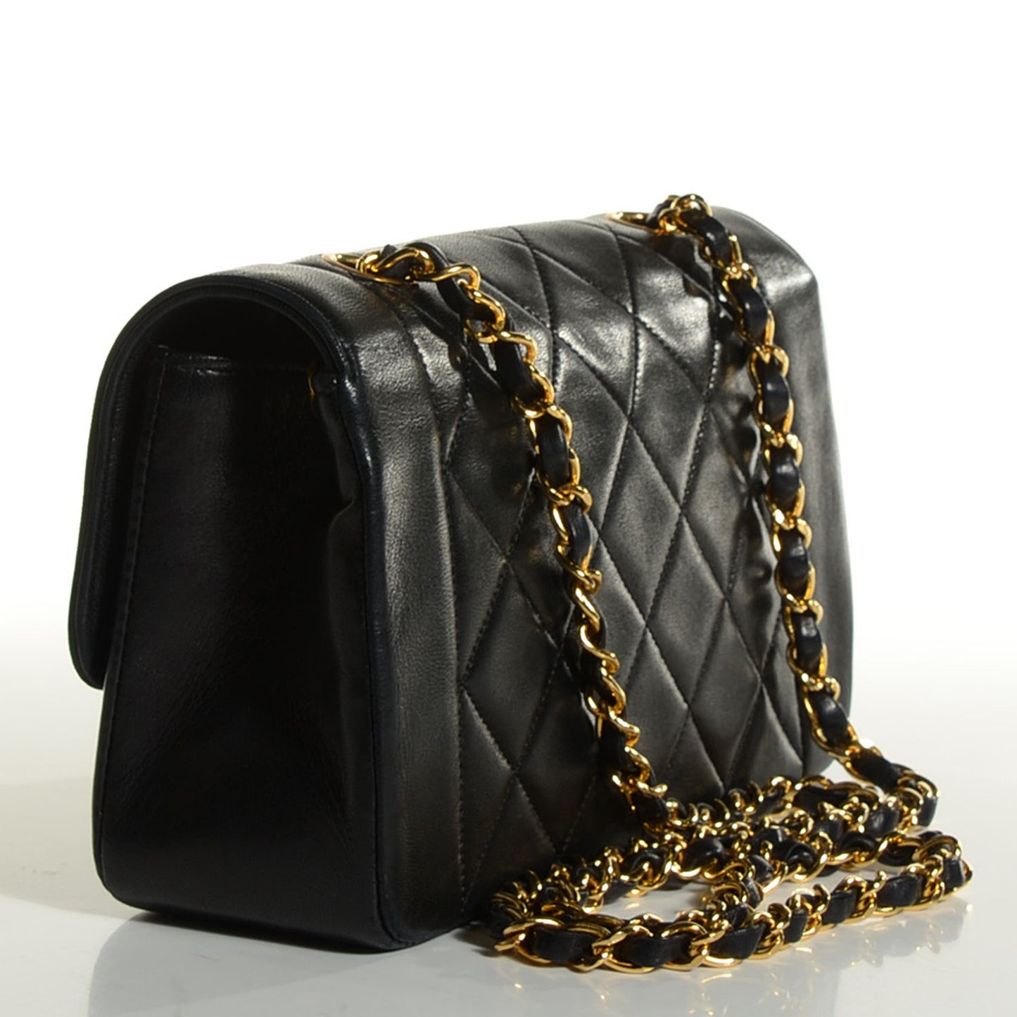 Lambskin Quilted Small Single Flap Black