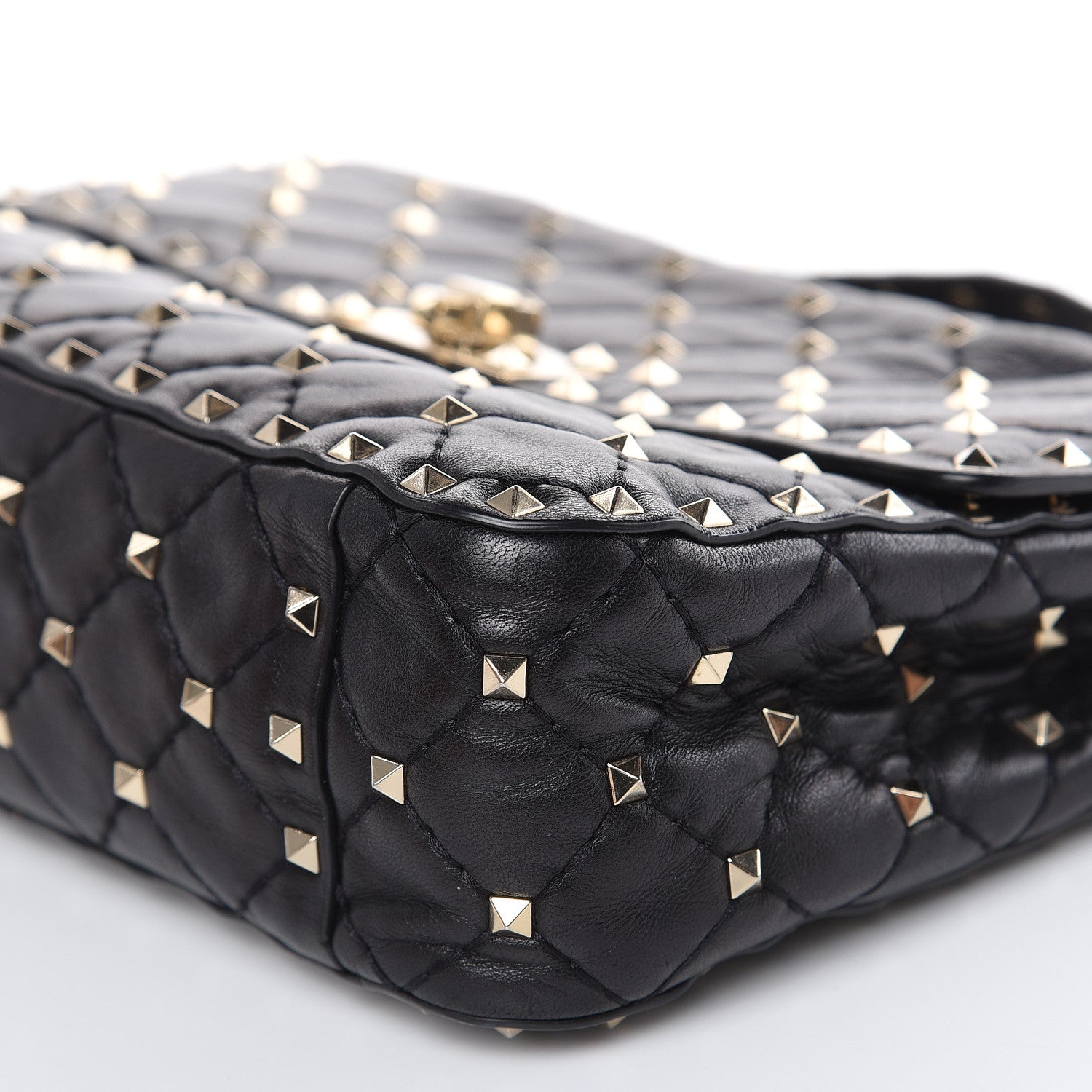 Valentino Garavani Lambskin Medium Rockstud Spike Shoulder Bag Black 8 of 13