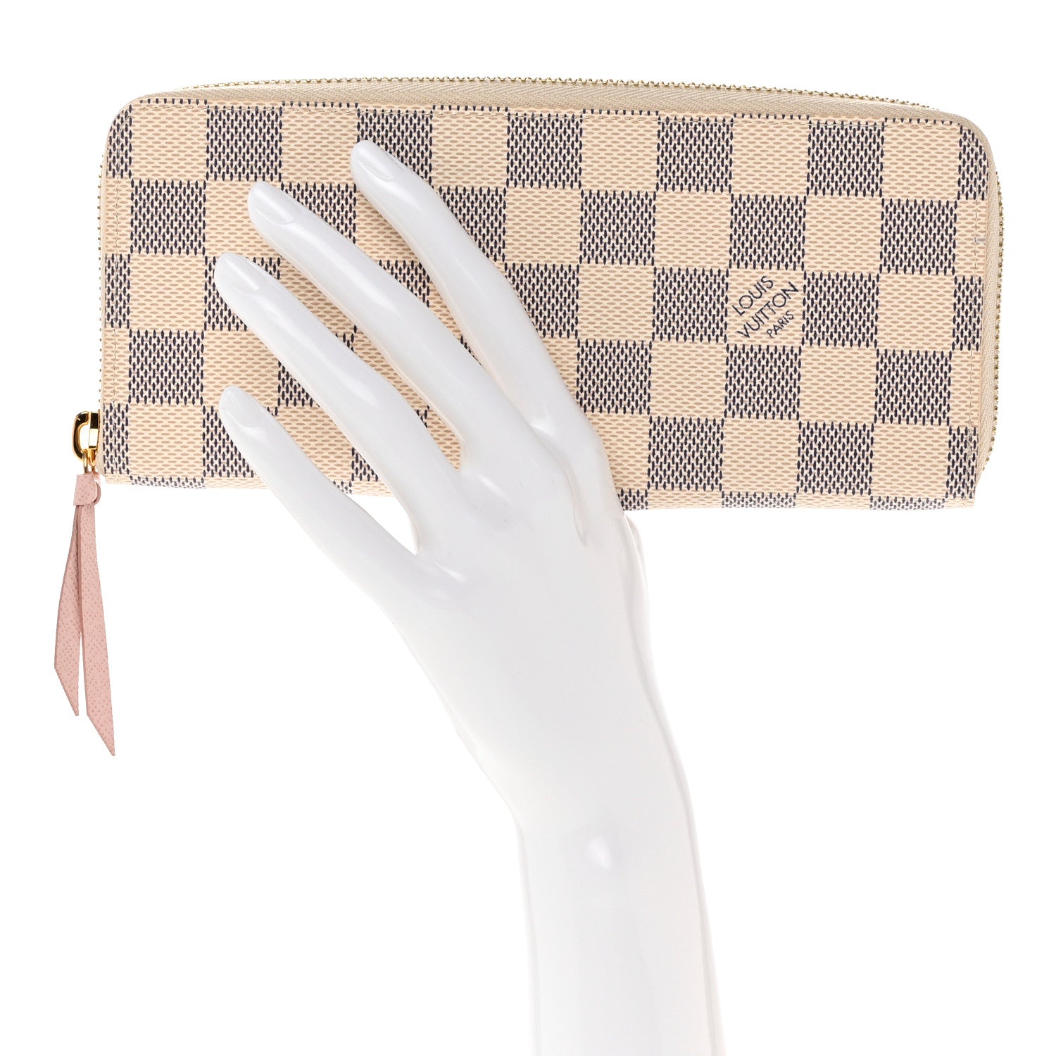 Louis Vuitton Damier Azur Clemence Wallet Rose Ballerine 2 of 8