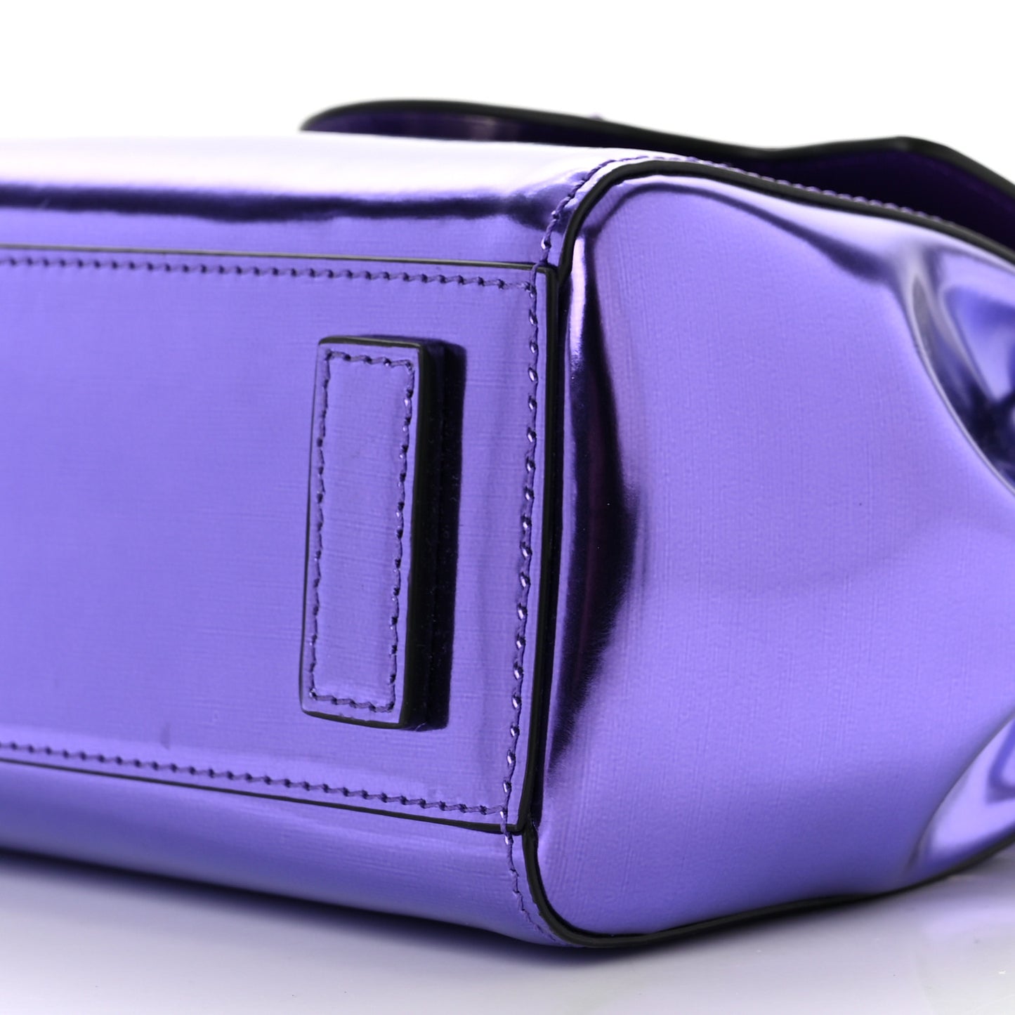 Metallic Patent Calfskin Mini La Medusa Chain Top Handle Bag Dark Orchid