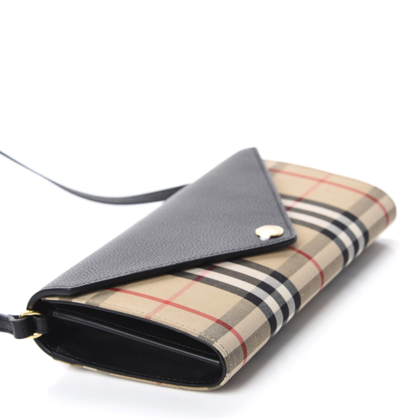 Grainy Calfskin Vintage Check Wallet With Detachable Strap Black