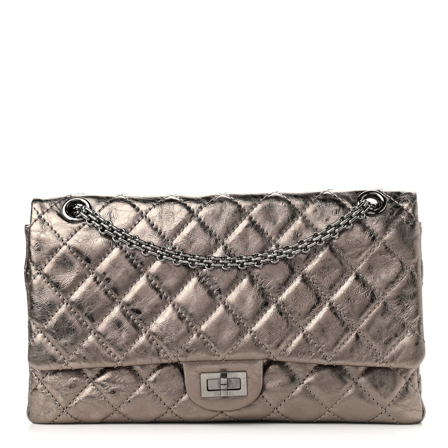 Metallic Aged Calfskin Quilted 2.55 Reissue 226 Flap Pewter
