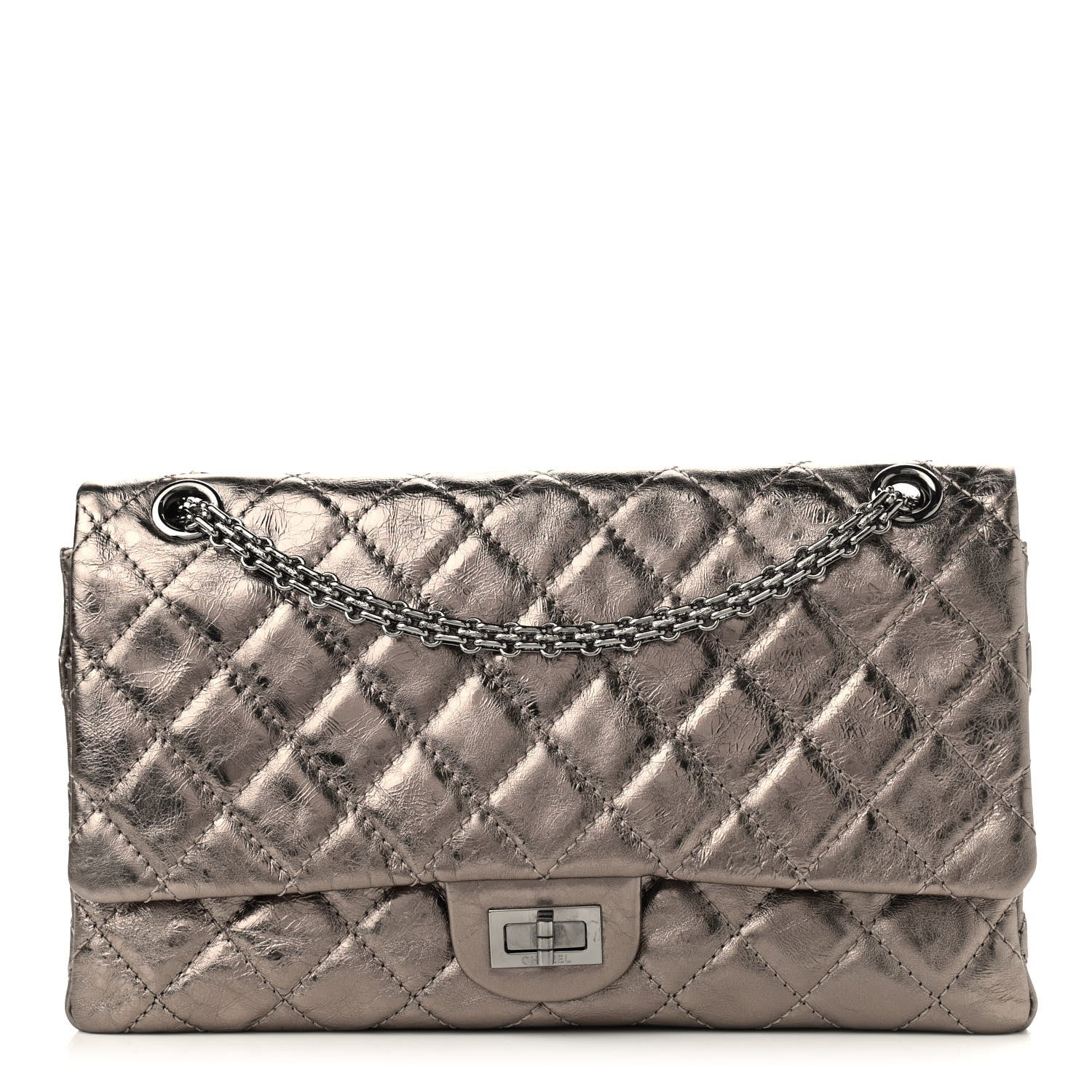 Chanel Metallic Aged Calfskin Quilted 2.55 Reissue 226 Flap Pewter 1 of 9