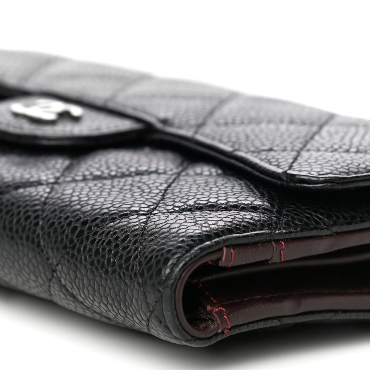 Caviar Quilted Long Flap Wallet Black