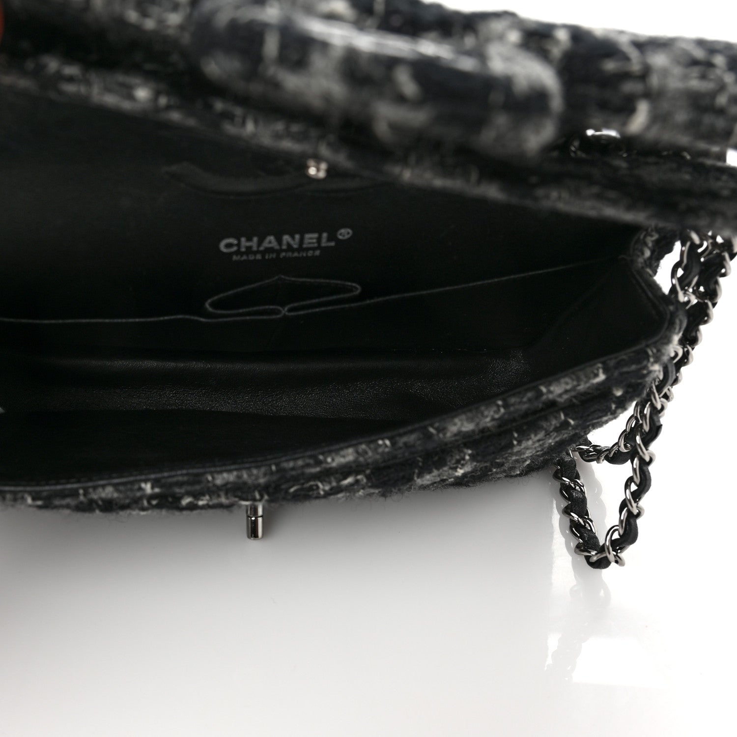Chanel Tweed Medium Double Flap Black Grey 4 of 8