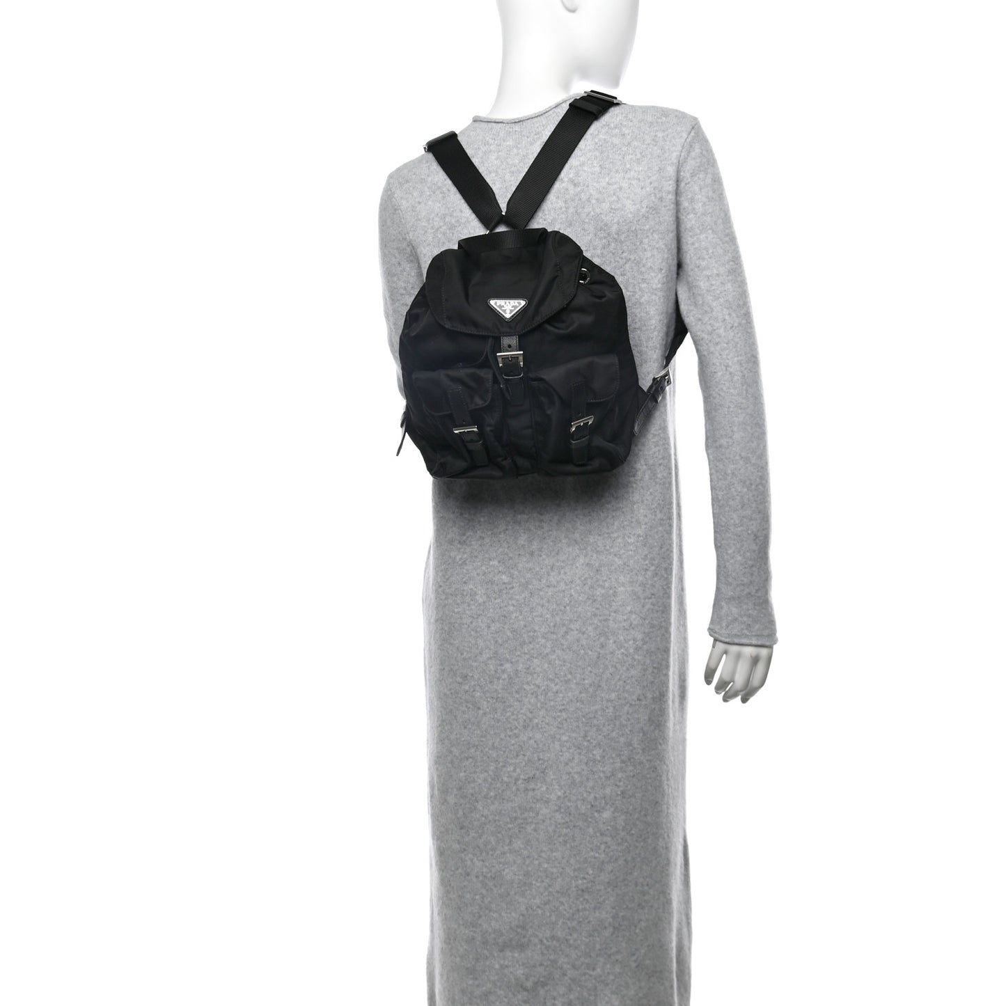 Tessuto Nylon Saffiano Small Backpack Black