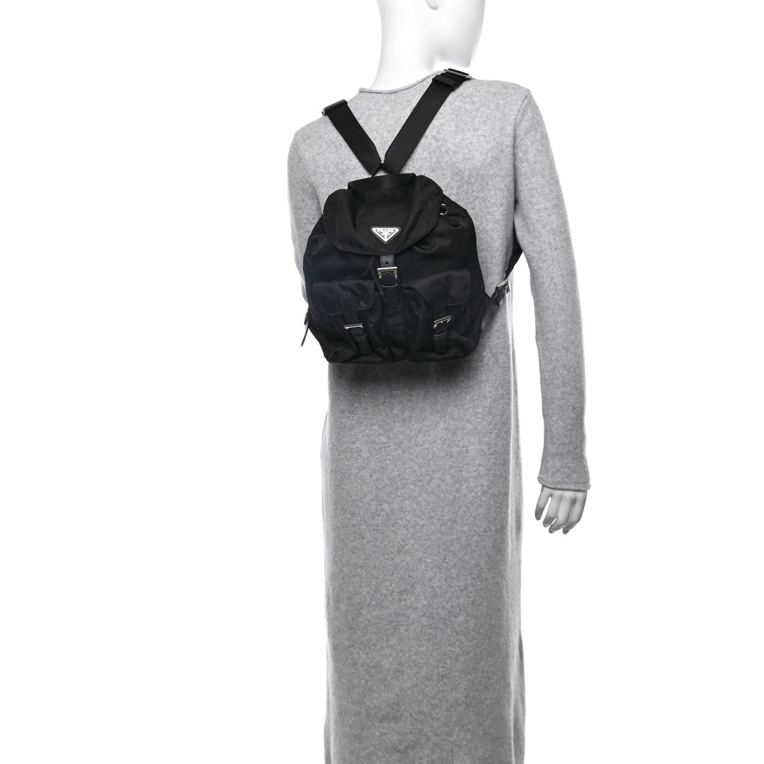 Prada Tessuto Nylon Saffiano Small Backpack Black 2 of 10