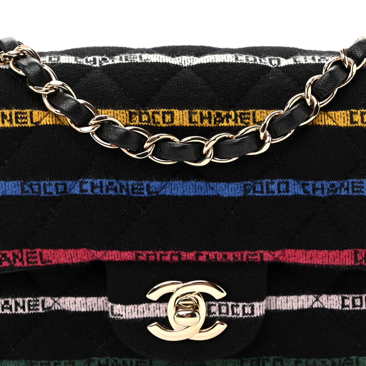 Jersey Quilted Mini Rectangular Flap Black Multicolor