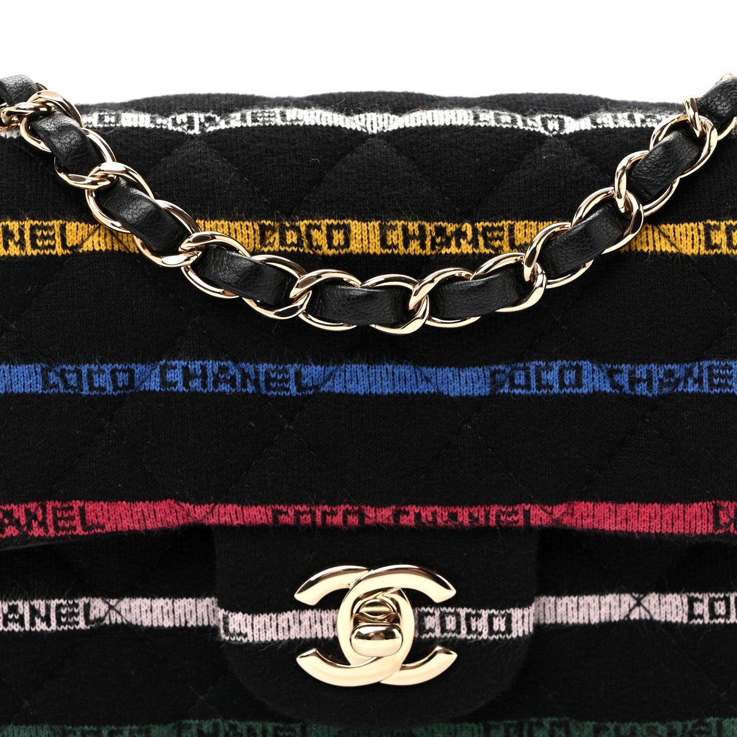 Chanel Jersey Quilted Mini Rectangular Flap Black Multicolor 8 of 10