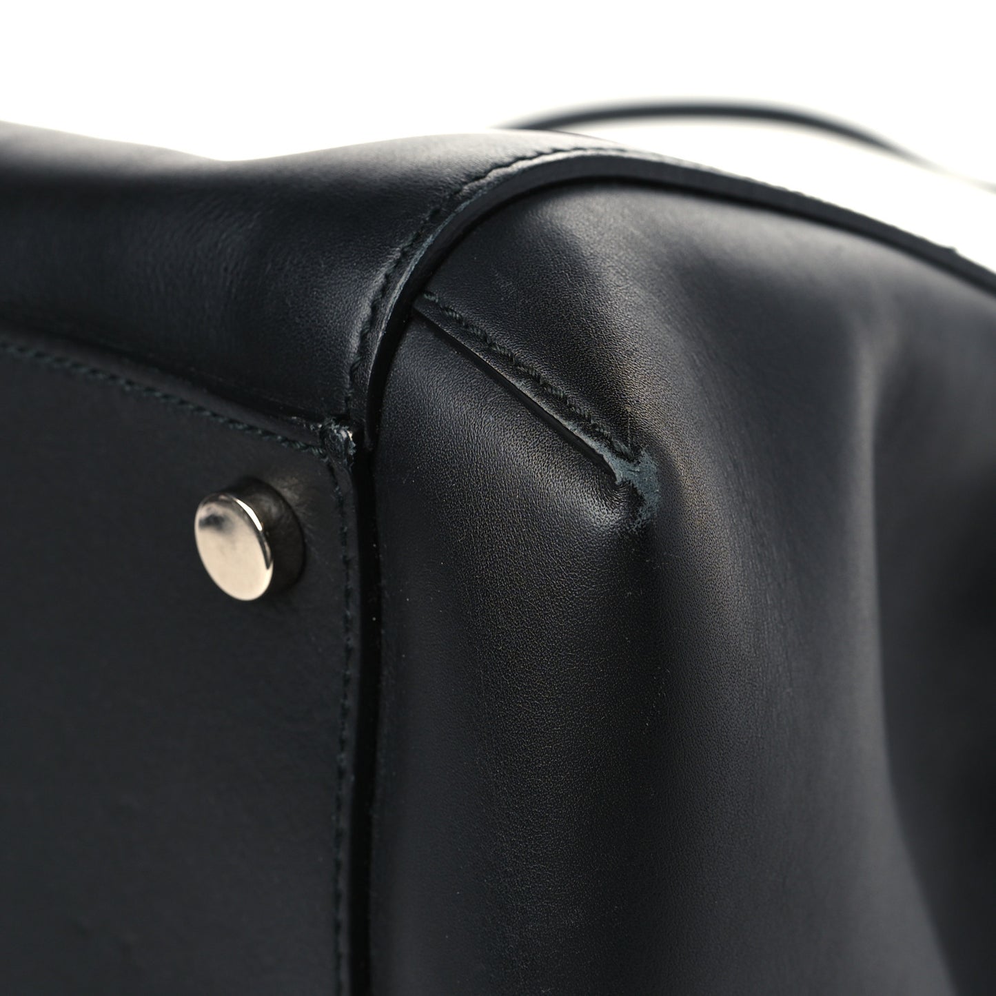 Calfskin Lady Bamboo Top Handle Bag Black