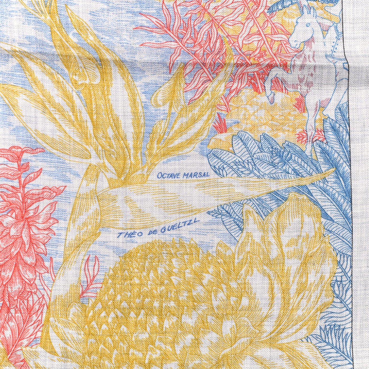 Cashmere Silk Faubourg Tropical Shawl 140 Gris Chine Rose
