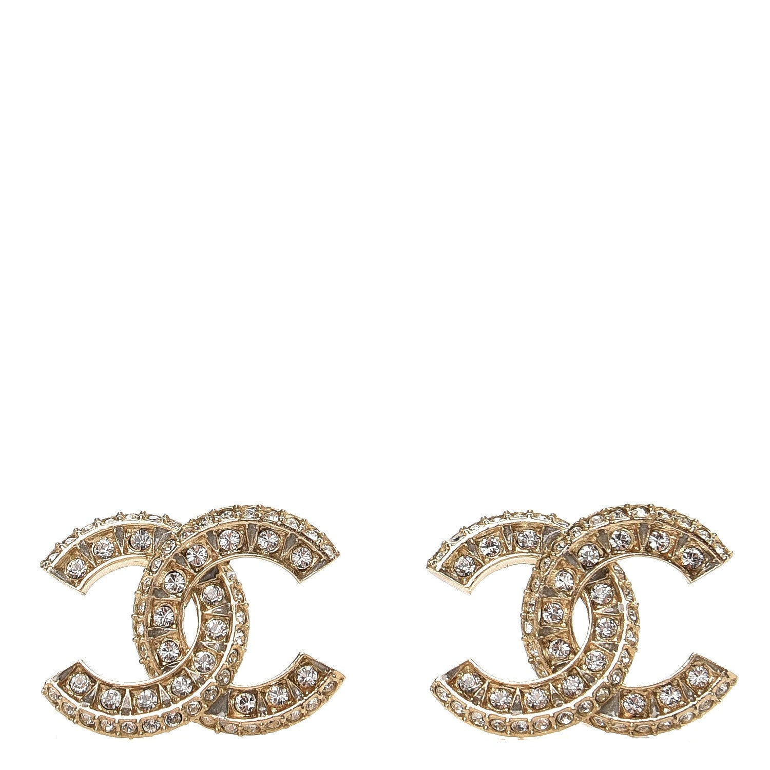 Chanel Crystal CC Earrings Gold 1 of 5