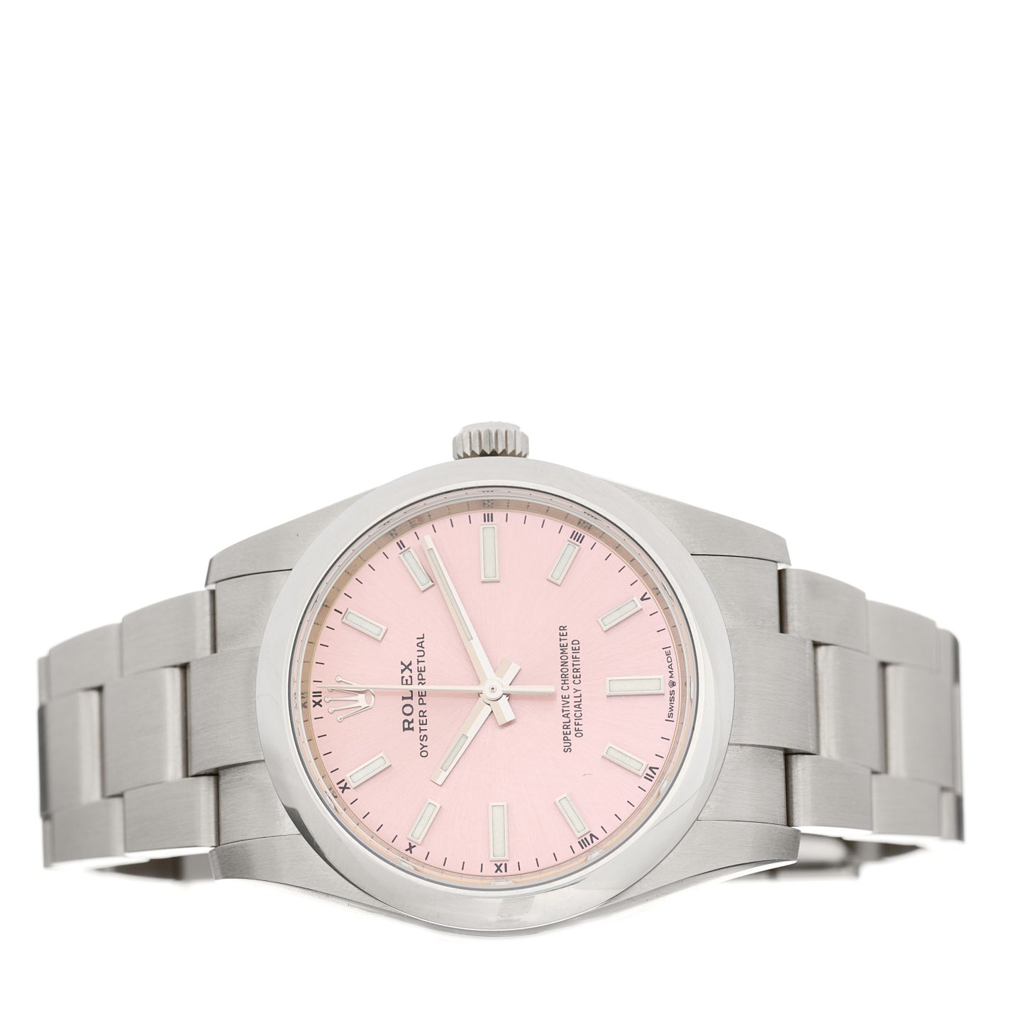 Stainless Steel 34mm Oyster Perpetual Watch Pink 124200