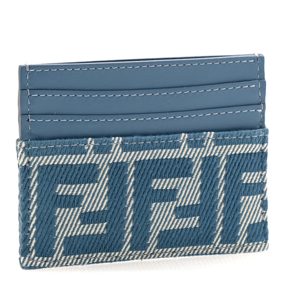 Fendi Vitello Soft Denim Bi-Color FF 1974 Card Holder  Blue 3 of 8