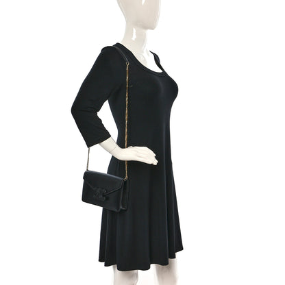 Celine Shiny Calfskin Cuir Triomphe Wallet on Chain Black 2 of 8