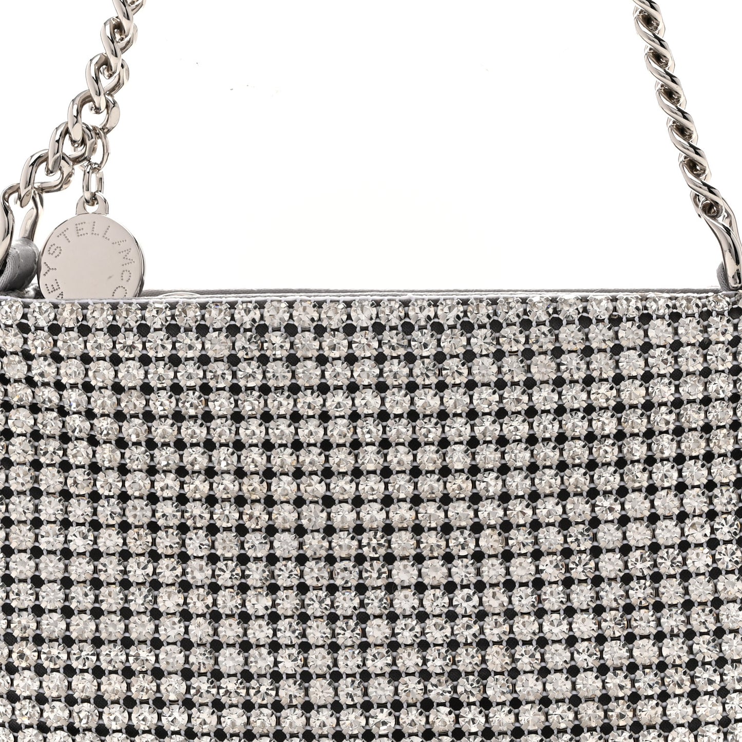 Mesh Crystal Falabella Shoulder Bag Silver