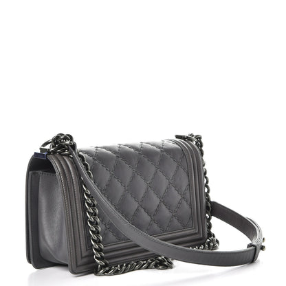 Chanel Calfskin Double Stitch Medium Boy Flap Grey 4 of 11