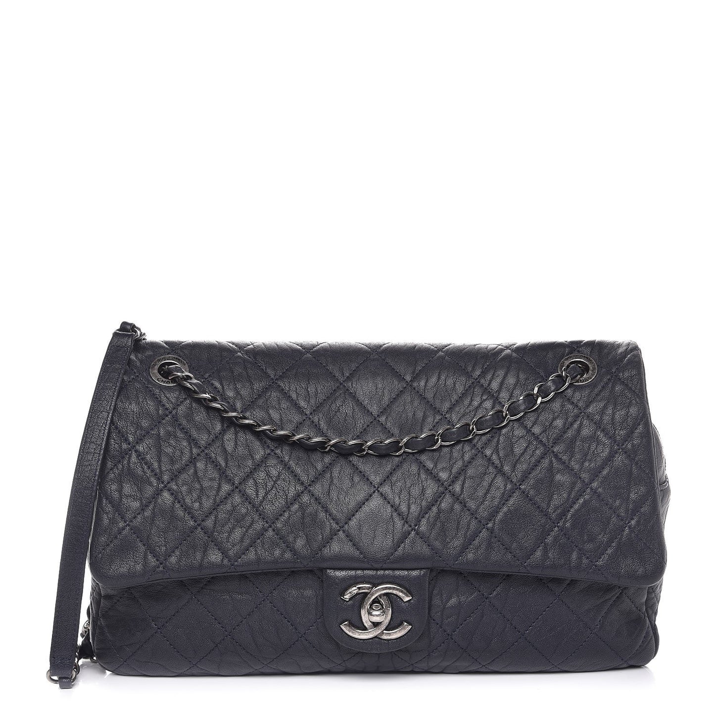 Sheepskin Quilted Jumbo Easy Flap Navy Blue