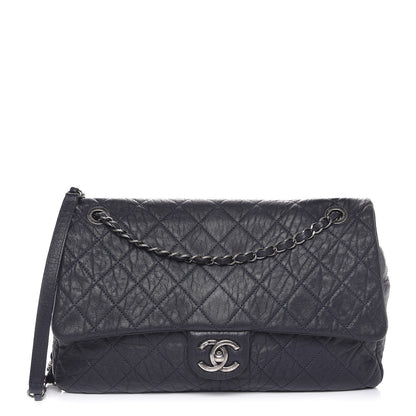 Chanel Sheepskin Quilted Jumbo Easy Flap Navy Blue 1 of 7