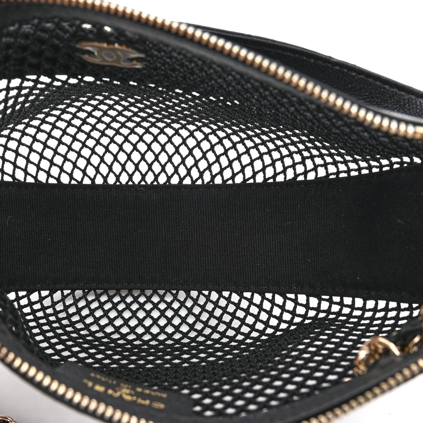 Mesh Shiny Lambskin Chain Hobo Black