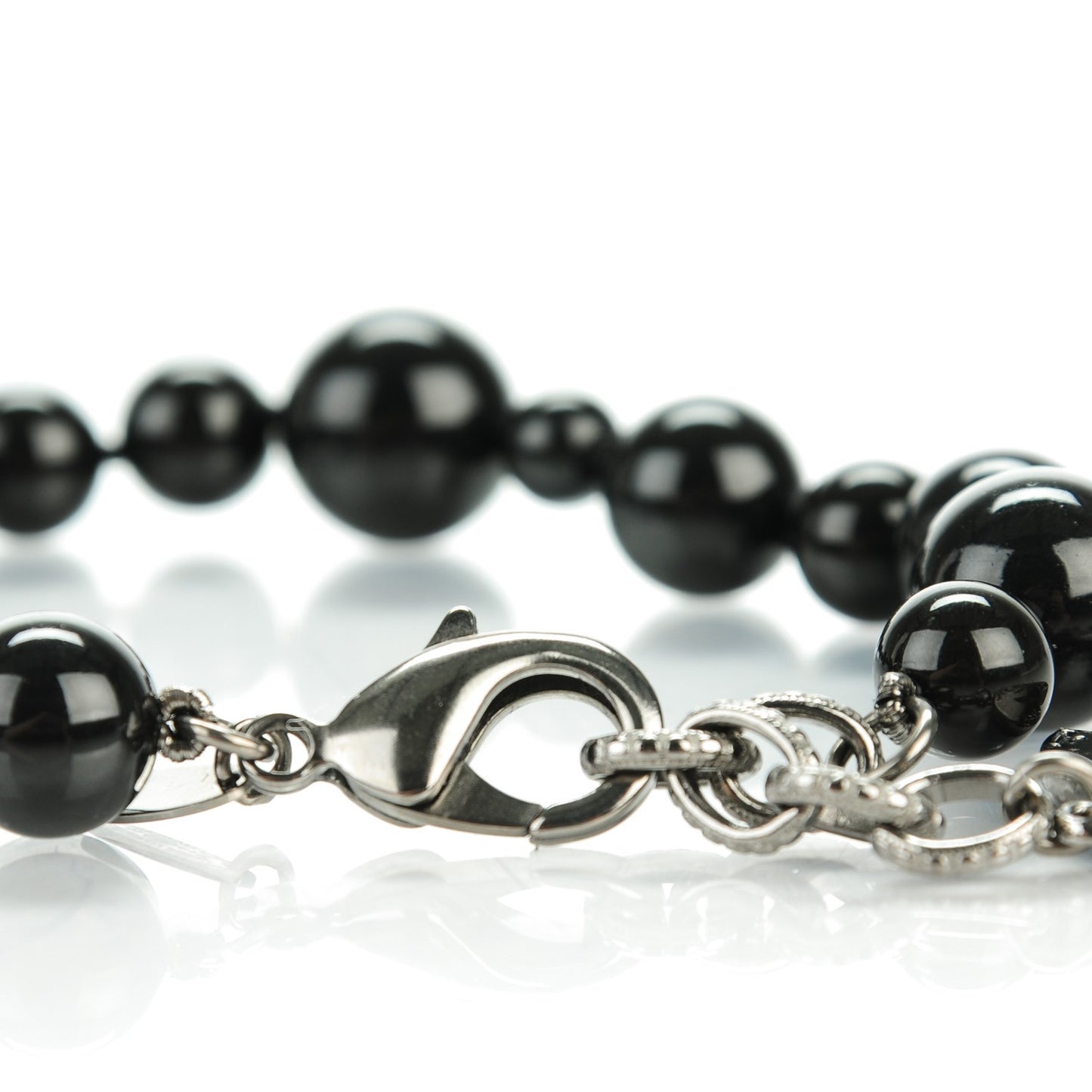 Glass Bead CC Map Bracelet Ruthenium Black