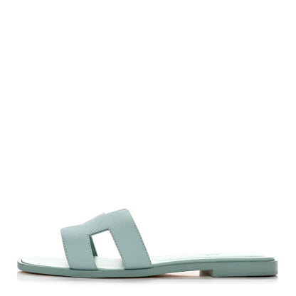 Hermes Epsom Oran Sandals 37.5 Vert Embrun 1 of 9