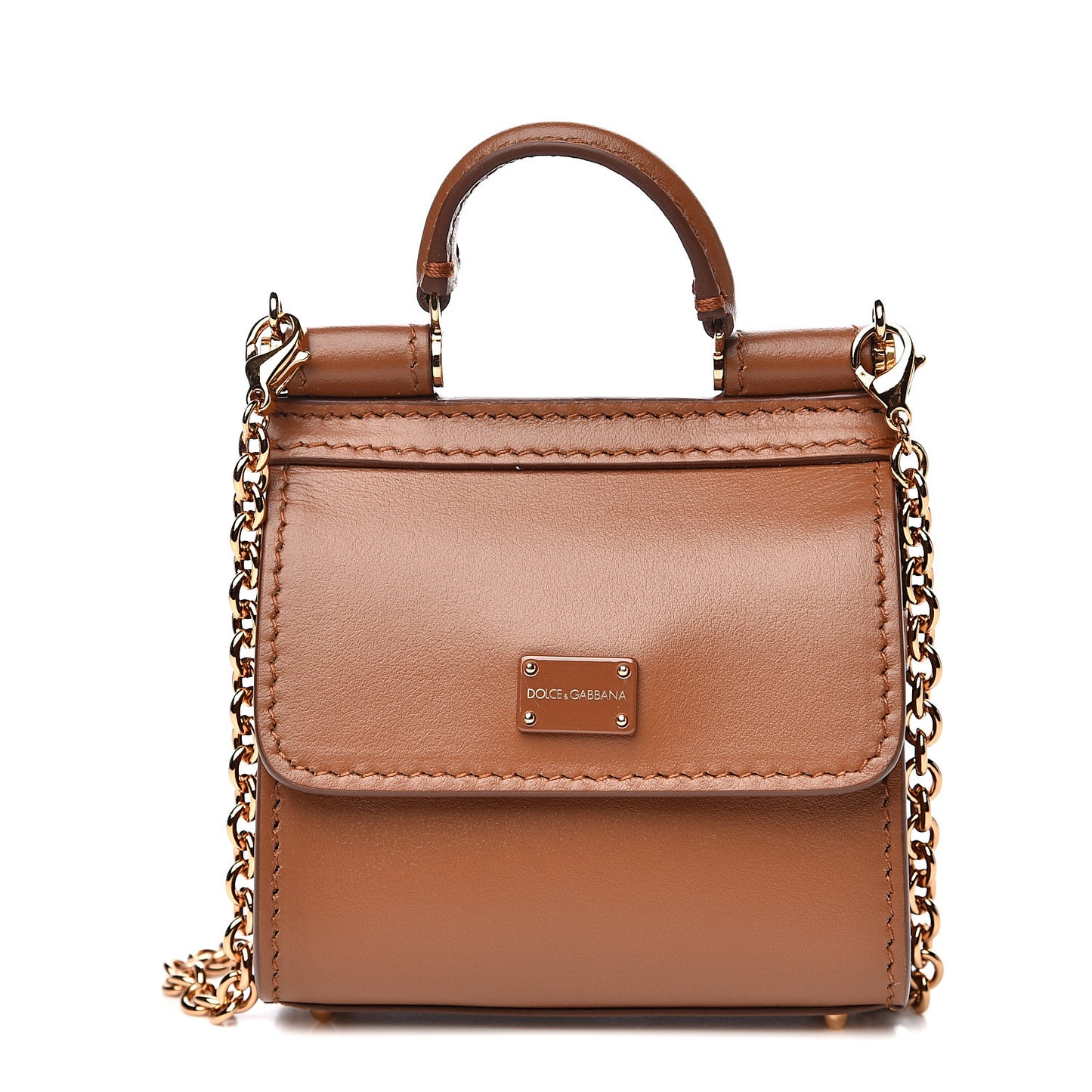 Calfskin Micro 58 Miss Sicily Satchel Brown