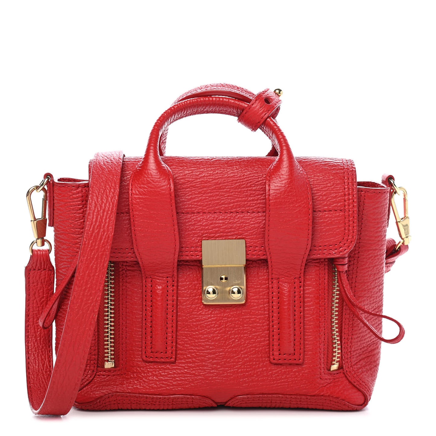 Textured Calfskin Mini Pashli Satchel Red