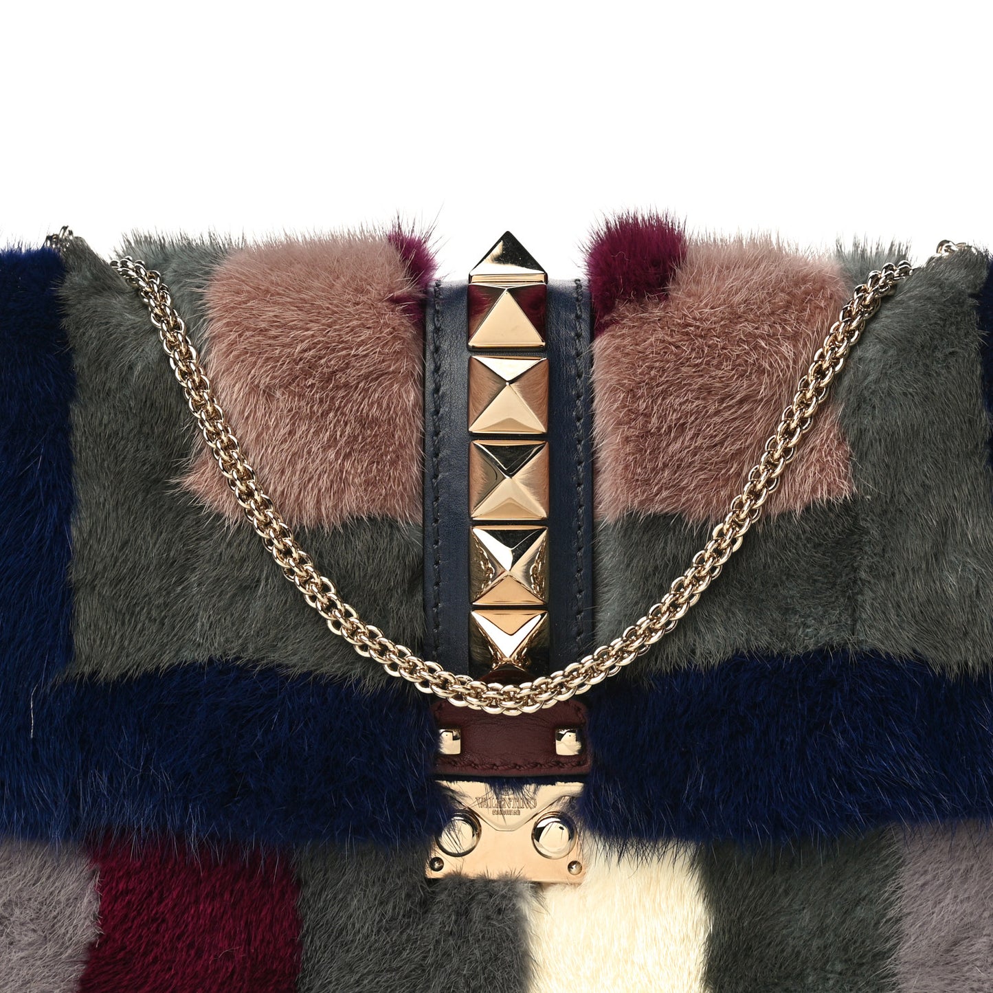 Mink Fur Medium Glam Lock Rockstud Flap Multicolor