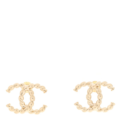Chanel Twisted CC Earrings Light Gold 1 of 5
