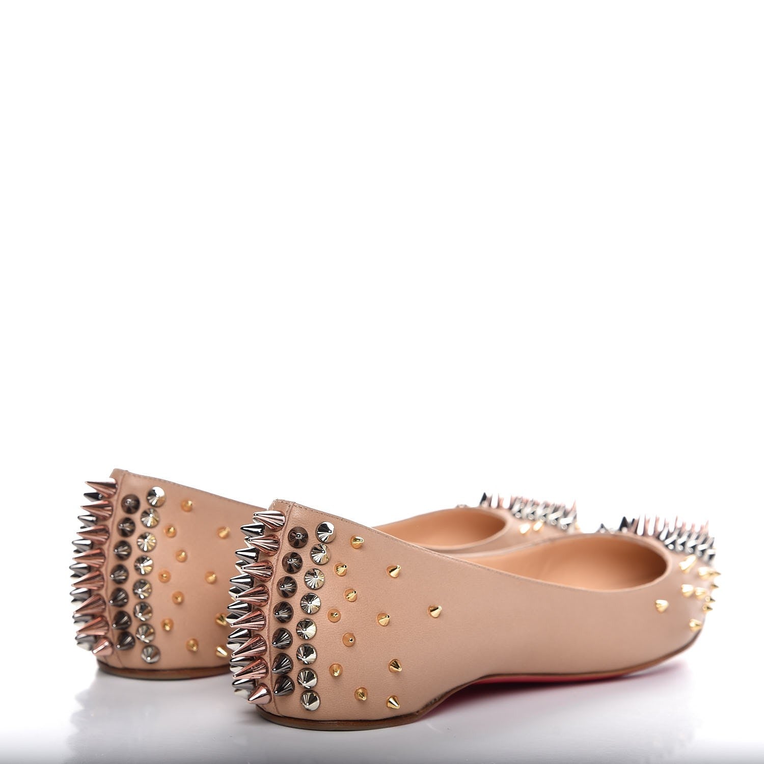 Christian Louboutin Nappa Goldoflat Spikes Flats 35.5 Nude 4 of 8