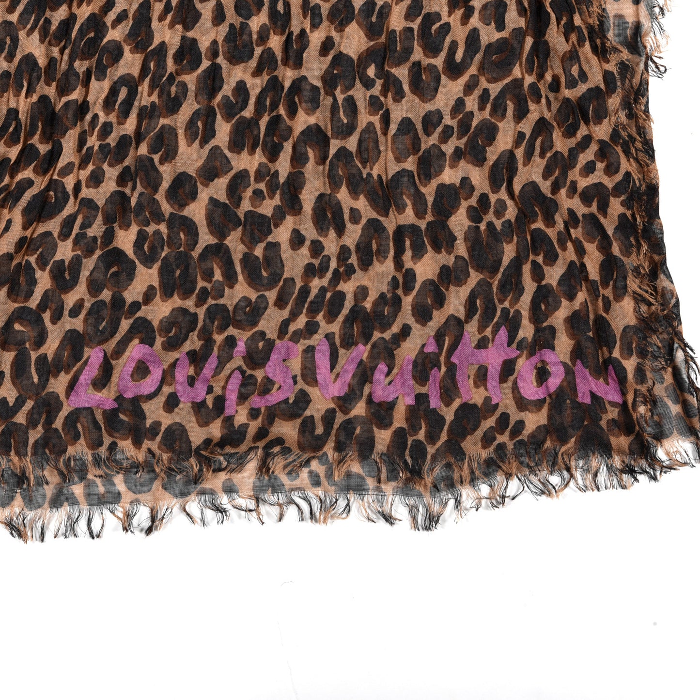Cashmere Silk Leopard Etole Stole Marron