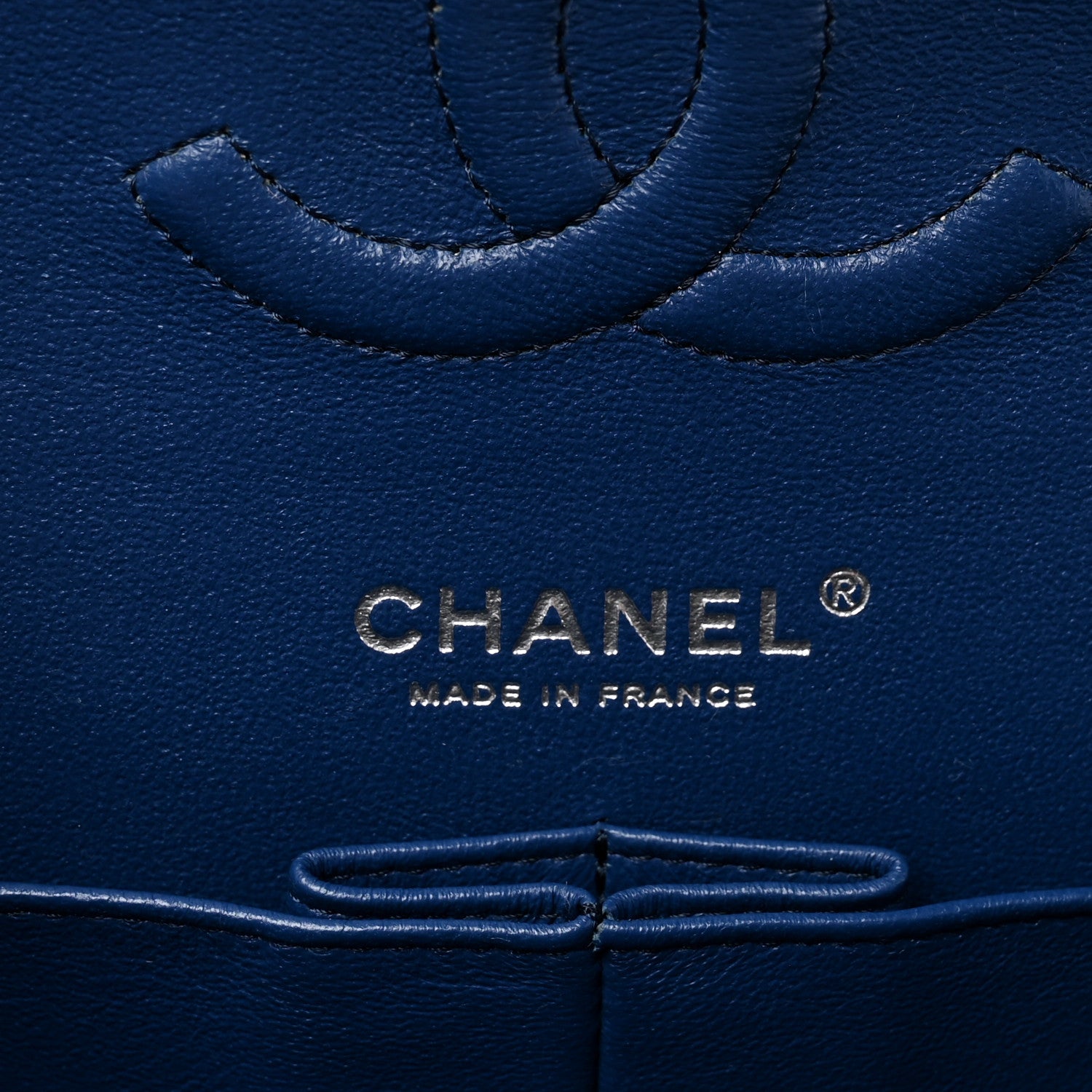 Chanel Caviar Chevron Quilted Medium Double Flap Blue 6 of 10