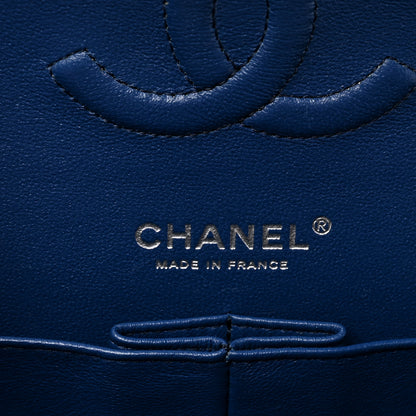 Chanel Caviar Chevron Quilted Medium Double Flap Blue 6 of 10