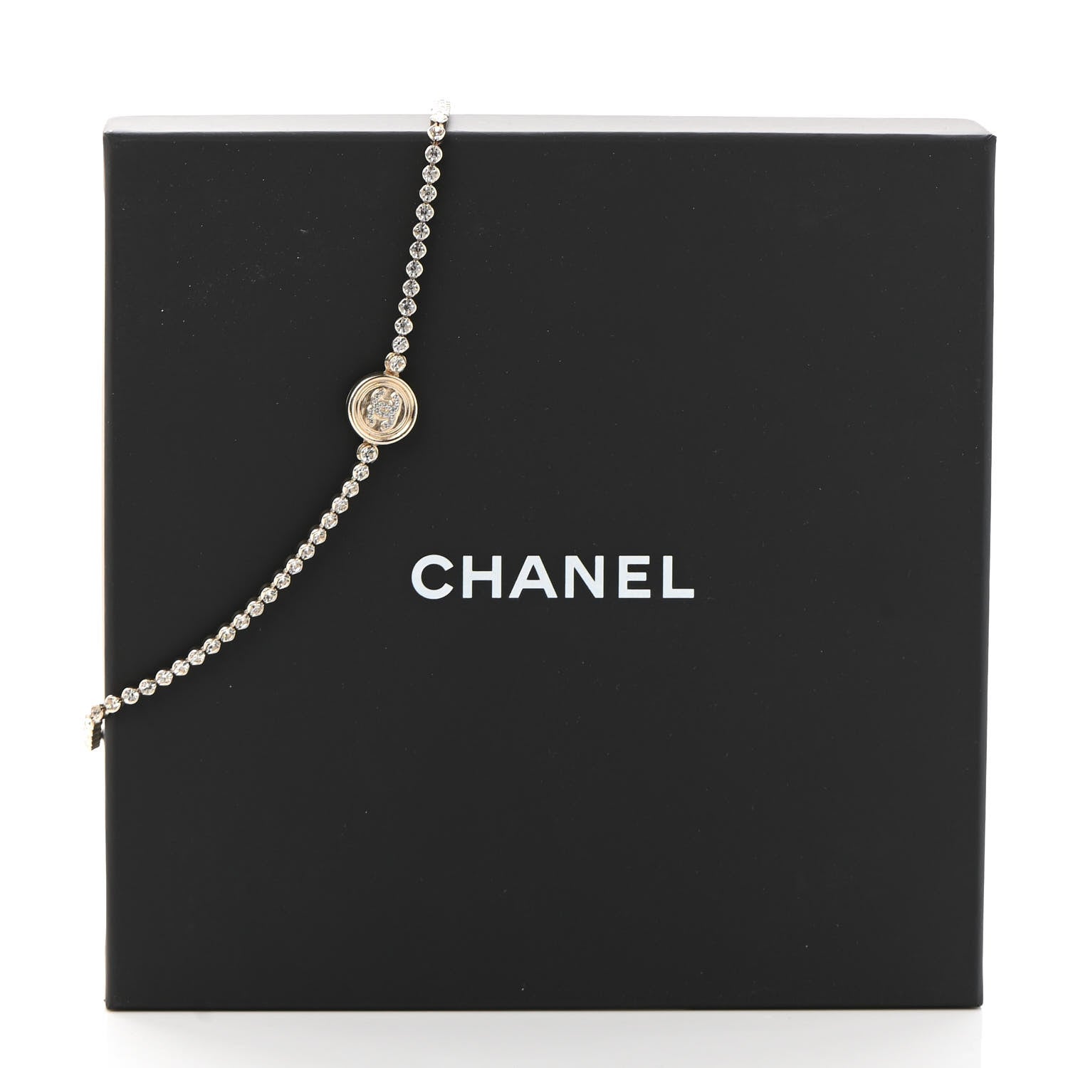 Chanel Crystal CC Chain Short Necklace Gold 7 of 7