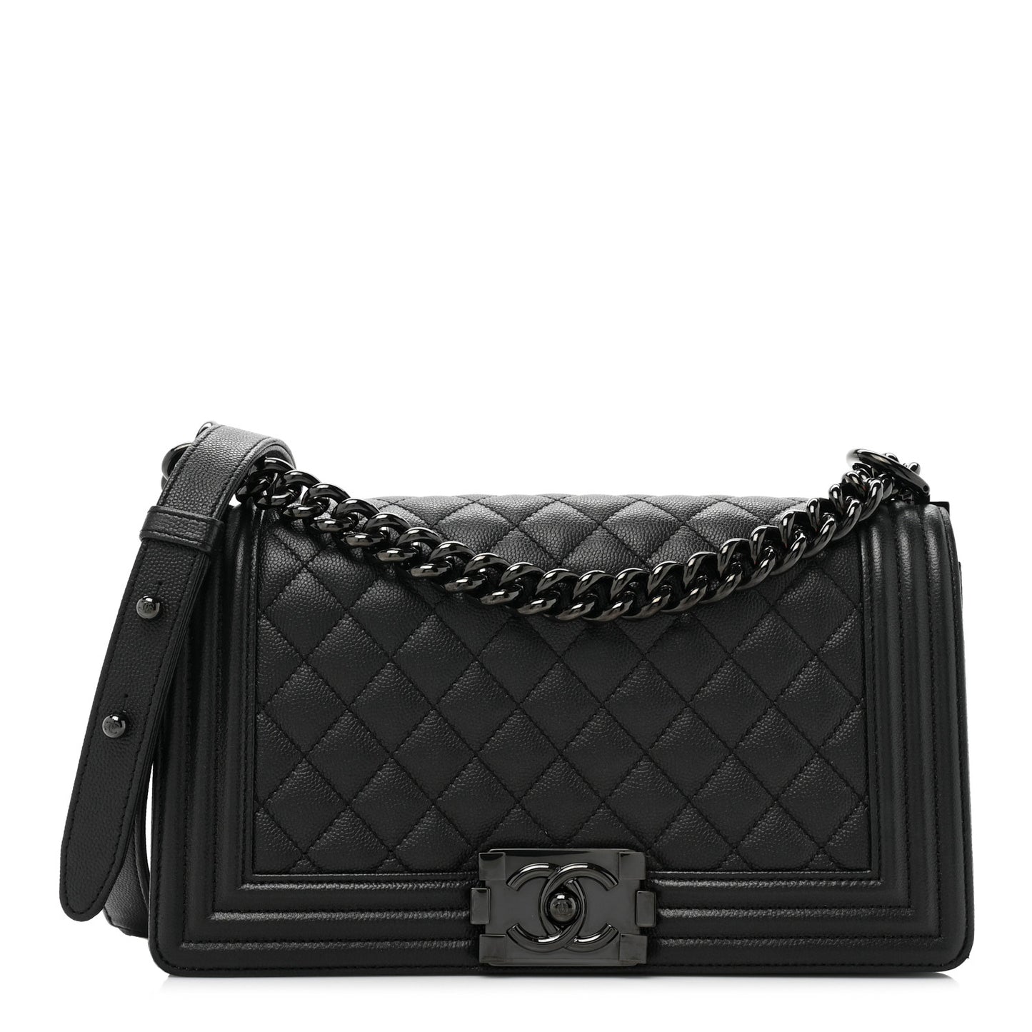 Caviar Quilted Medium Boy Flap So Black