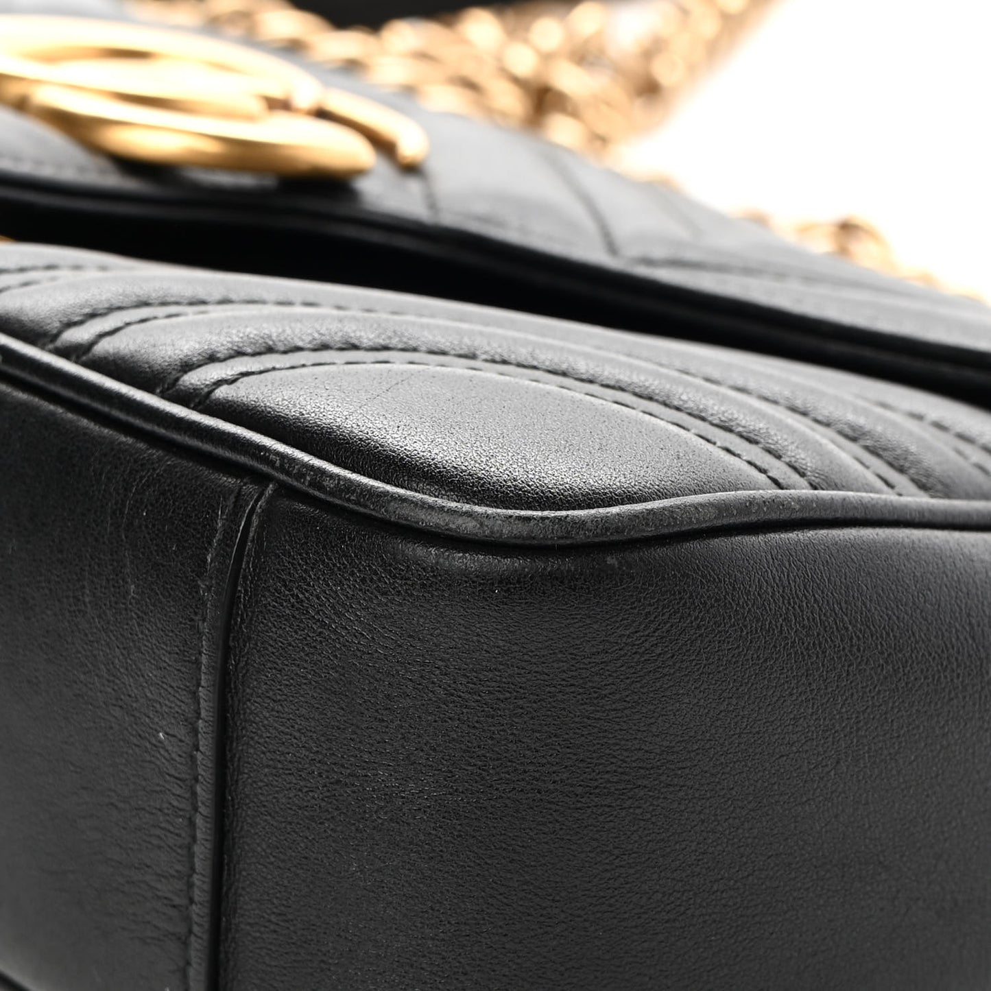 Calfskin Matelasse Small GG Marmont Shoulder Bag Black