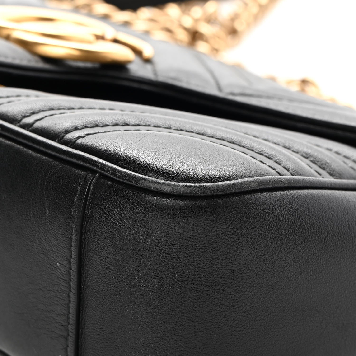 Gucci Calfskin Matelasse Small GG Marmont Shoulder Bag Black 16 of 18