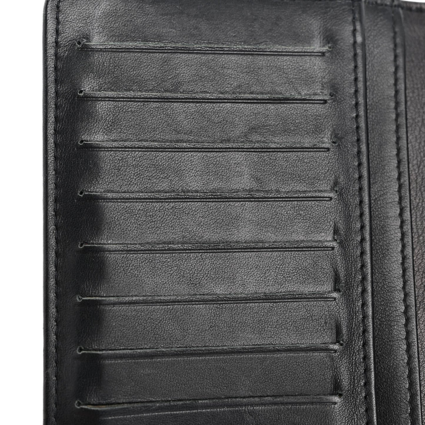 Patent Camellia Embossed Yen Wallet Black