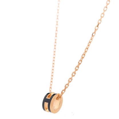 Hermes Lacquered Rose Gold Mini Pop H Pendant Necklace Black 4 of 4