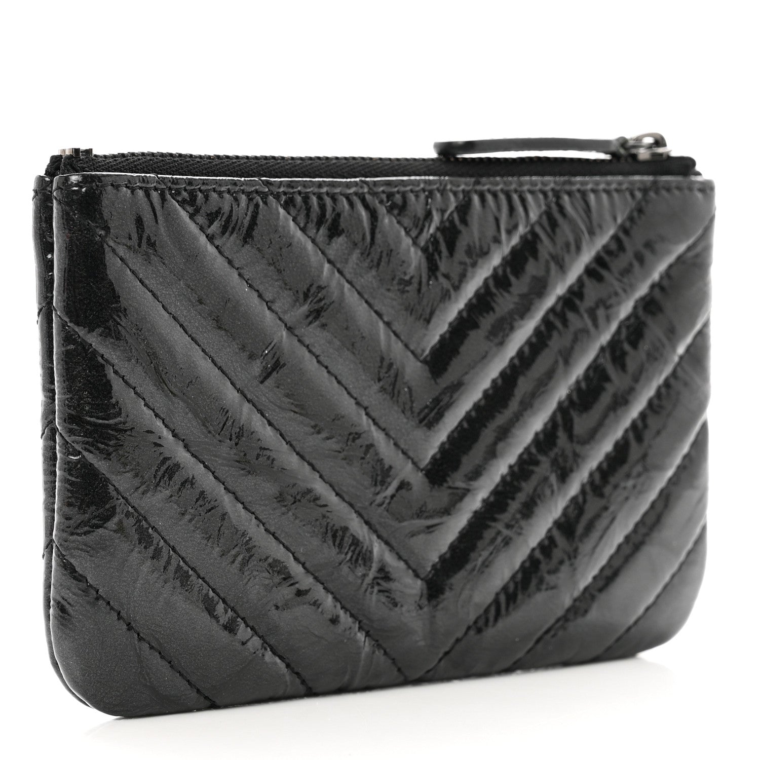 Chanel Patent Chevron Quilted Small Reissue Cosmetic Case So Black 3 of 7