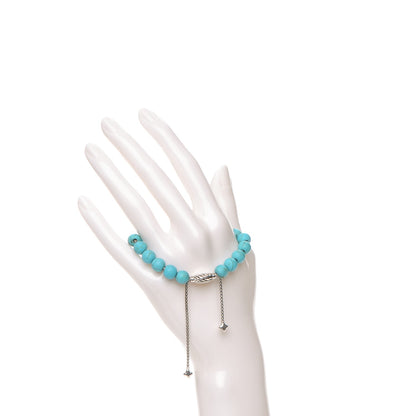 David Yurman Sterling Silver Turquoise 8mm Spiritual Beads Adjustable Bracelet 2 of 5