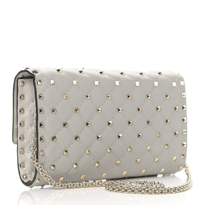 Valentino Garavani Nappa Rockstud Spike Wallet on Chain Opal Grey 3 of 8