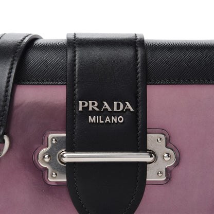 Prada Metallic Vitello Saffiano Cahier Bag Ibisco Black 11 of 11